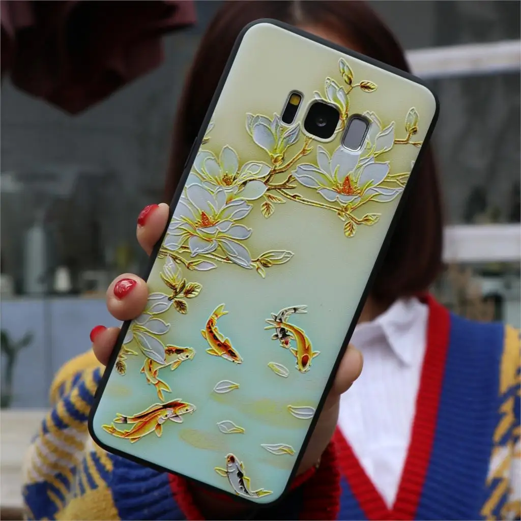 3D рельефный силиконовый цветок чехол для ТПУ samsung Galaxy S8 S9 плюс S10 плюс S10e чехол для Galaxy J5 A5 A7 Note 8, 9 - Цвет: lianhua