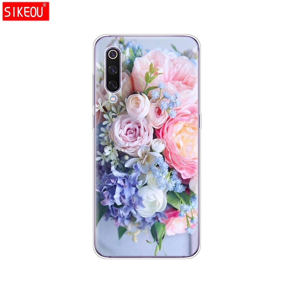 12070 case for xiaomi mi 9 case cover Cartoon Silicone Soft TPU Cover For xiaomi Mi9 xiaomi 9 SE Case Phone Shell bumper etui flower - Цвет: 12070