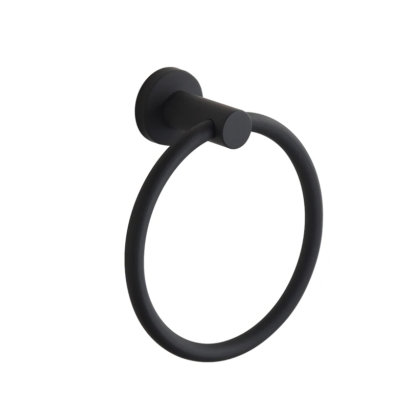

Pure Black 304 Stainless Steel Towel Ring Simple European Style Towel Hanger DIY Rubber Storage Towel Bar