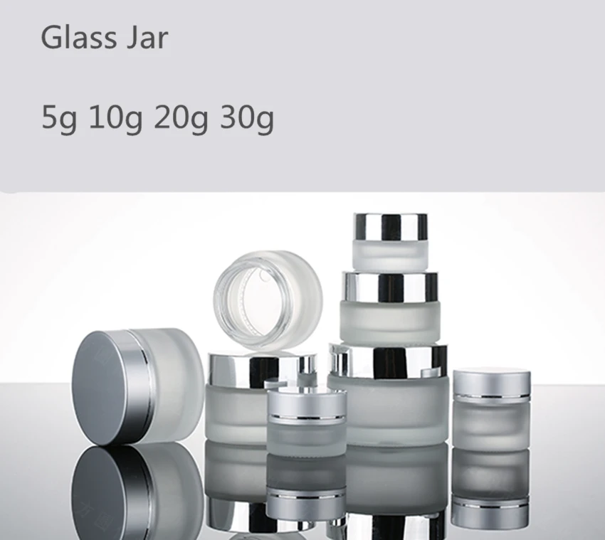 20 шт. прозрачная стеклянная бутылка для крема лица с серебряной крышкой|jar 5g|face cream
