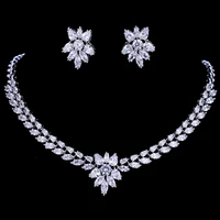 emmaya white gold color luxury bridal cz crystal necklace and earring sets big wedding jewelry sets for brides