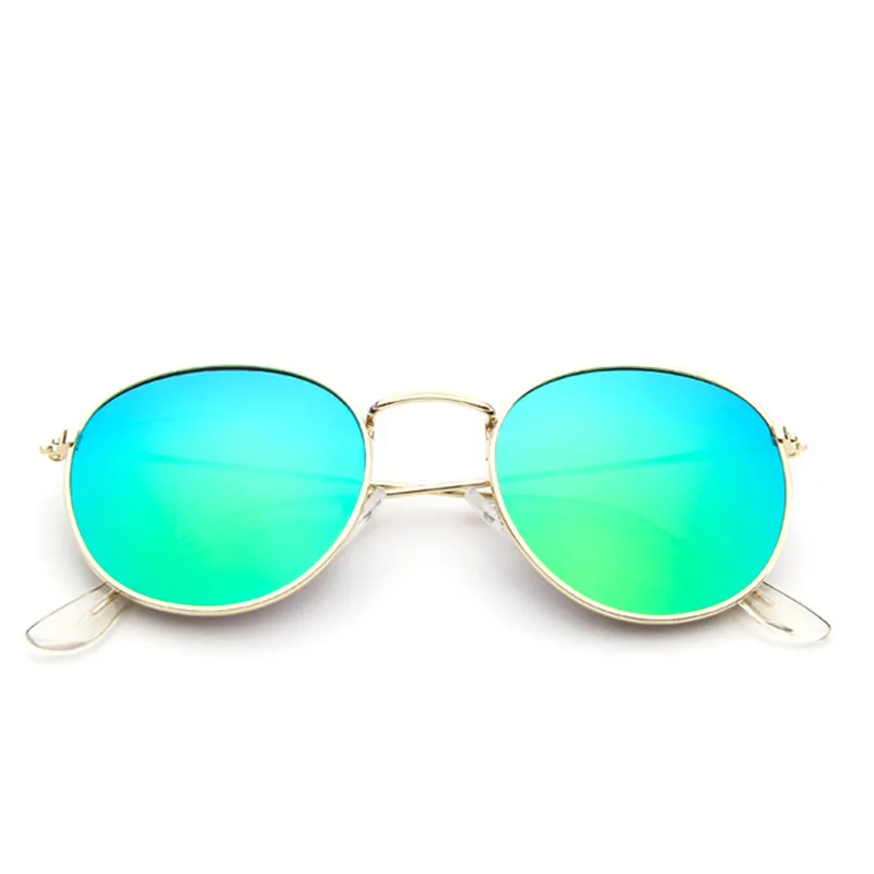 Gold MirrorGreen Ретро солнцезащитные очки винтажные маленькие металлические овальные рамки красочные UV400 зеркальные дорожные уличные солнцезащитные очки для мужчин и женщин - Цвет линз: Gold MirrorGreen