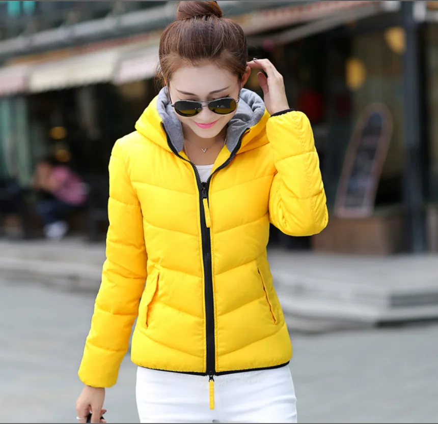 2015 новых зимнее пальто женский корейский тонкий короткий пуховик с капюшоном