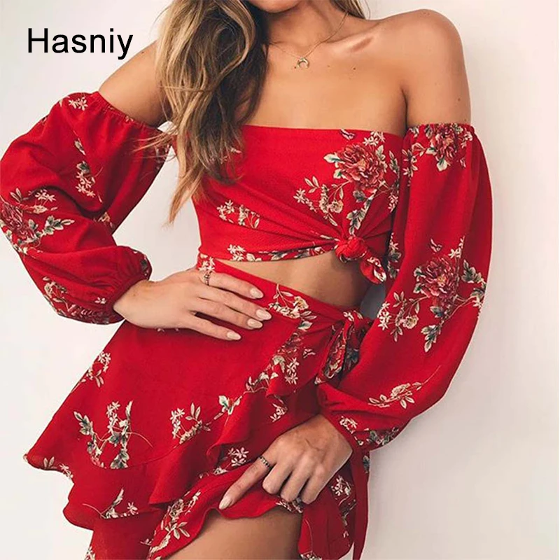 Hasniy модные комплекты лидер продаж Новинка летние пикантные без бретелек шифон