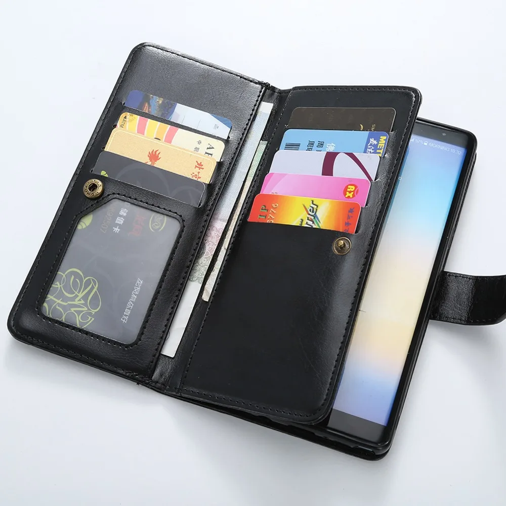 2 в 1 кожаный чехол-бумажник для samsung S9 S8 S7 S6 Edge PLUS Note 8 9 4 5 панель телефона адсорбционный кронштейн слот фоторамки флип