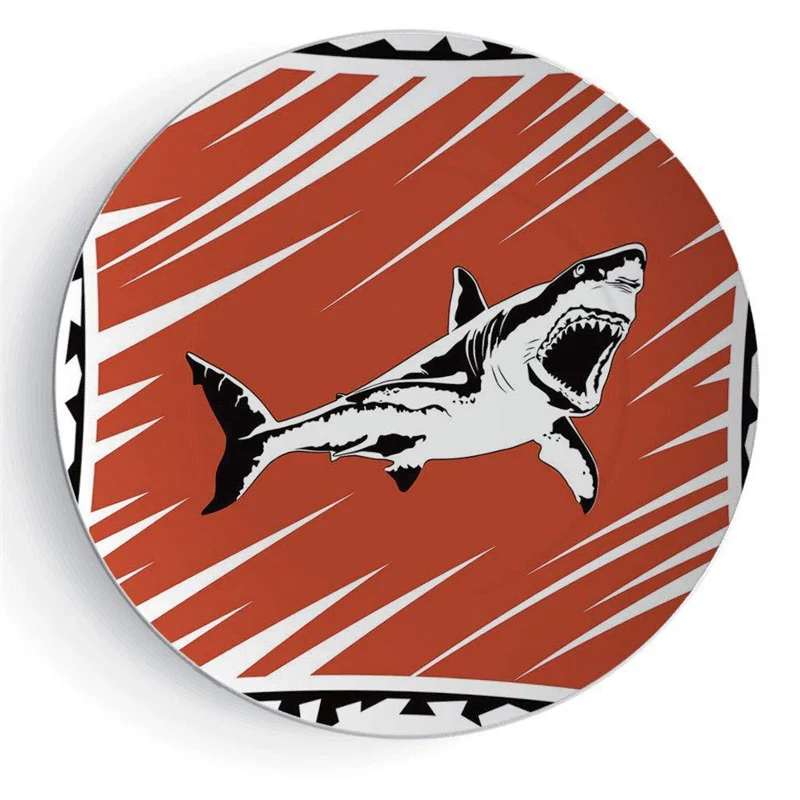 30cm Round Ocean Sharks Ship Rudder Chronometer Metal Tin Signs Home Art Decor Iron Poster Retro Wall for Bar Pub Shop | Дом и сад