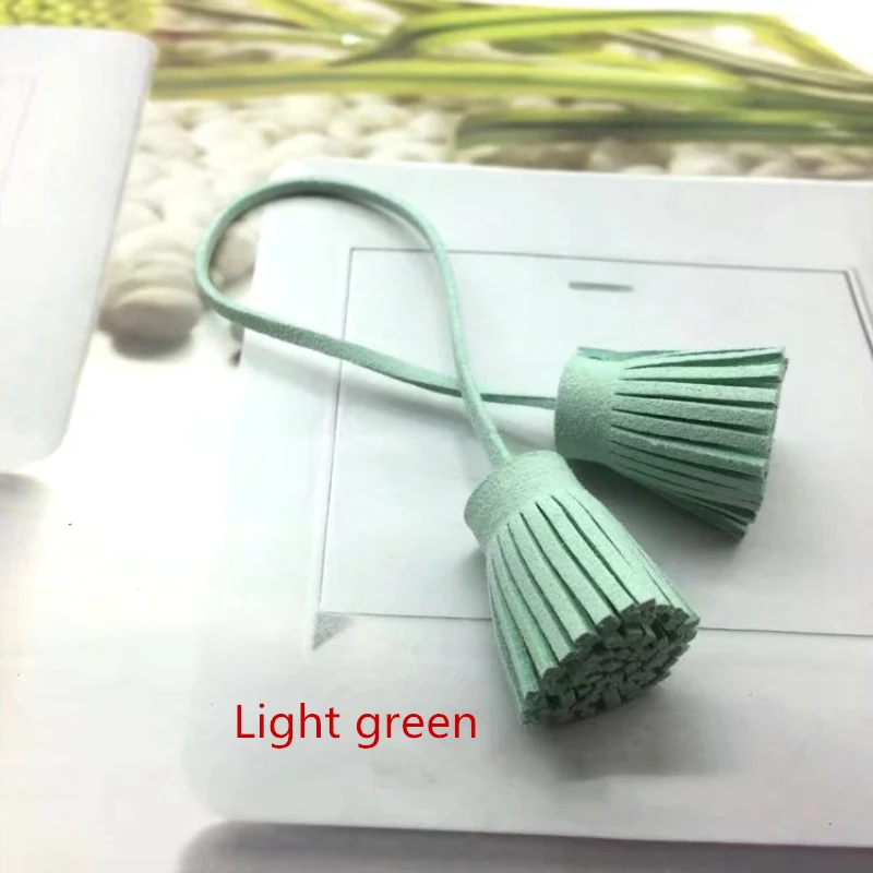 Light green 4 шт. искусственная кожа двойная кисточка бахрома отделка веревка сумка ключ украшение кулон пошив одежды «сделай сам» Аксессуары маленькие кисточки - Цвет: Light green