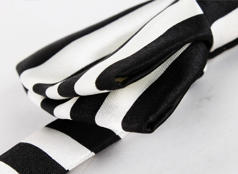 Elegant Black White Striped Bow Ties GROOM WEDDING BOW TIES Horizontal Stripes Contrasting Color Tie | Аксессуары для одежды