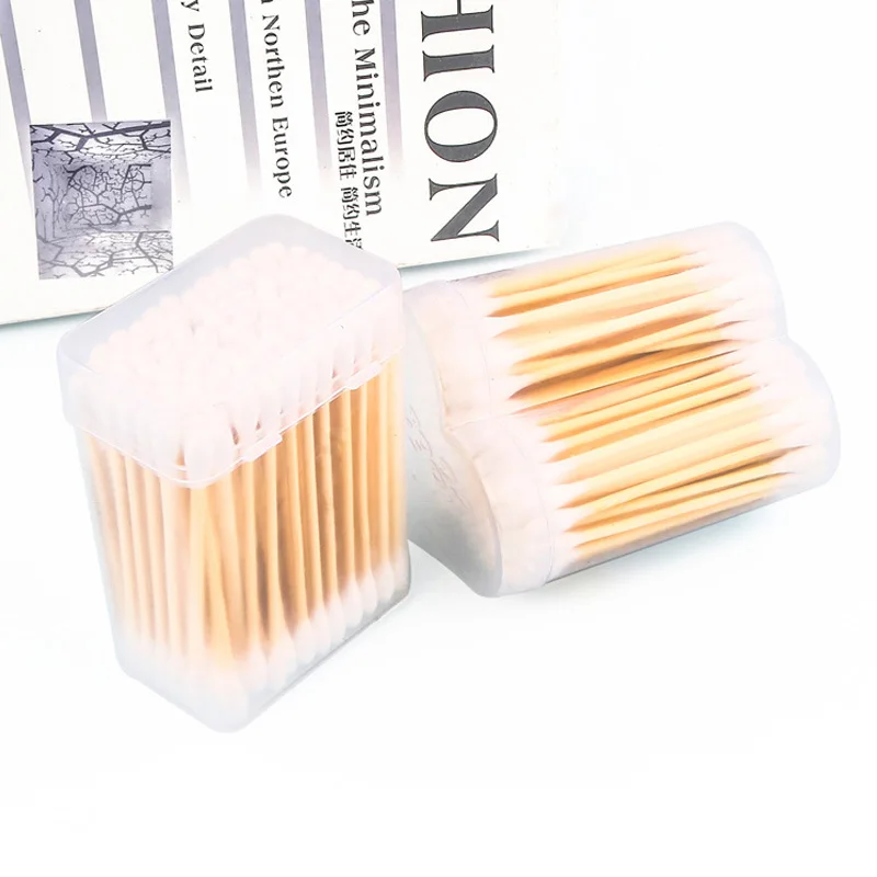 100 шт./пакет бамбуковые ватные палочки с двойной головкой тампоны медицинские для