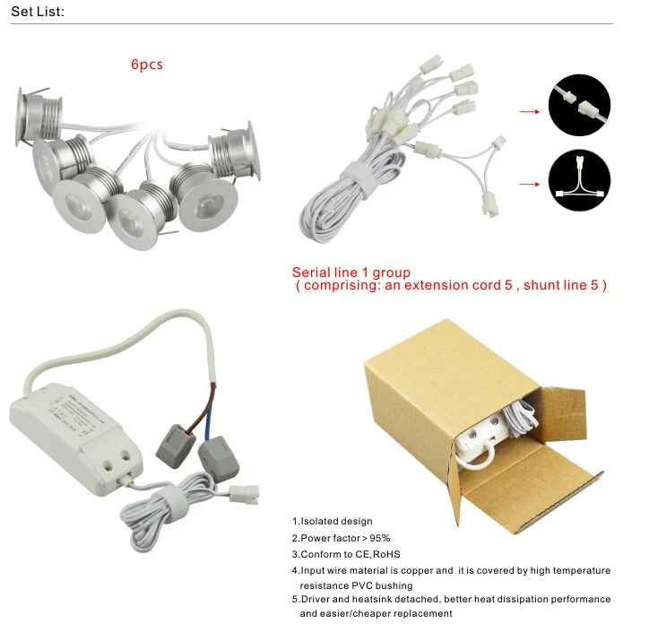 Затемняемый мини 3 Вт светодиодный встраиваемый светильник 6 шт./лот 6x3