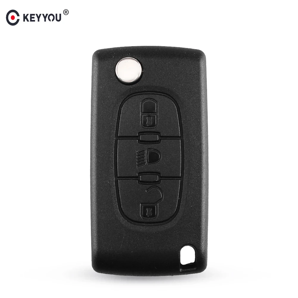 

KEYYOU 3 Buttons Flip Remote Car Key Case Shell For Peugeot 207 406 307 308 408 107 For Citroen C2 C3 C4 C5 C6 C8 HU83 Blade