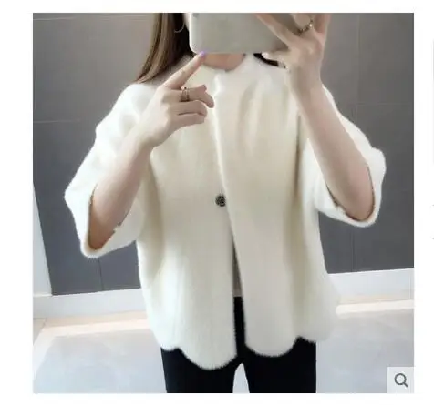 

Autumn dress 2020 new Korean version, short cloak, seven sleeves, coat, woman's loose knitted cardigan sweater.