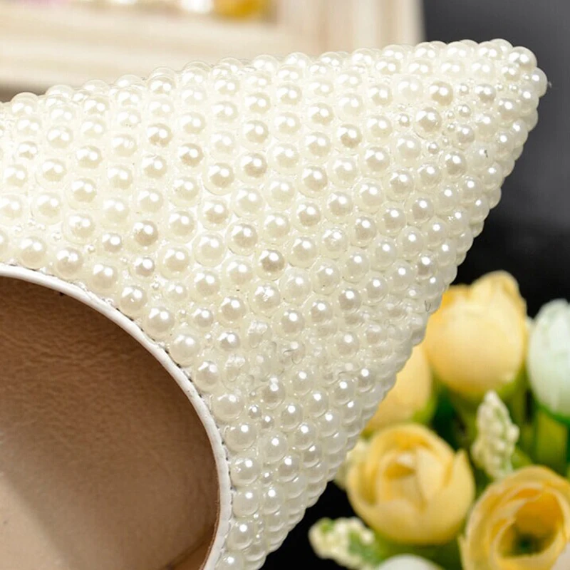 Туфли свадебные на высоком каблуке с острым носком и жемчугом|wedding bridal shoes|prom