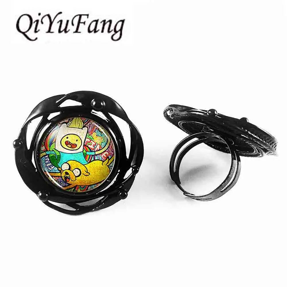 

Steampunk Adventure Time Finn Jake Cartoon flower big ring glass 1pcs/lot mens womens jewelry new cosplay long