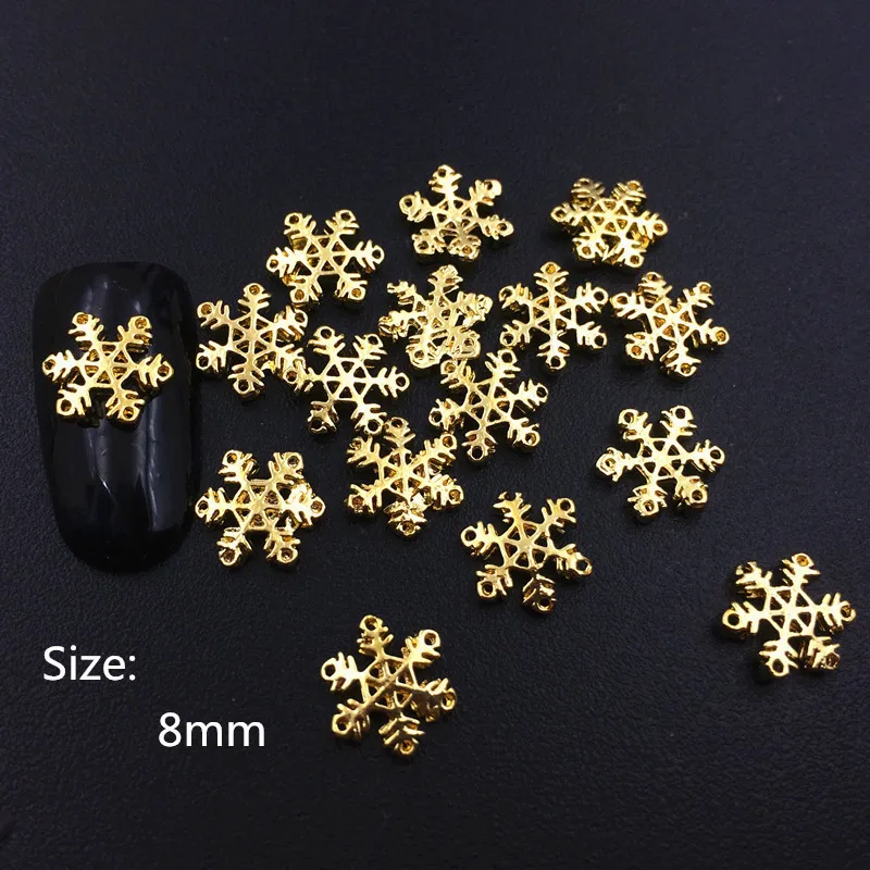 10 шт./лот японский Рождественский день 8 мм золотой серебристый в виде снежинок