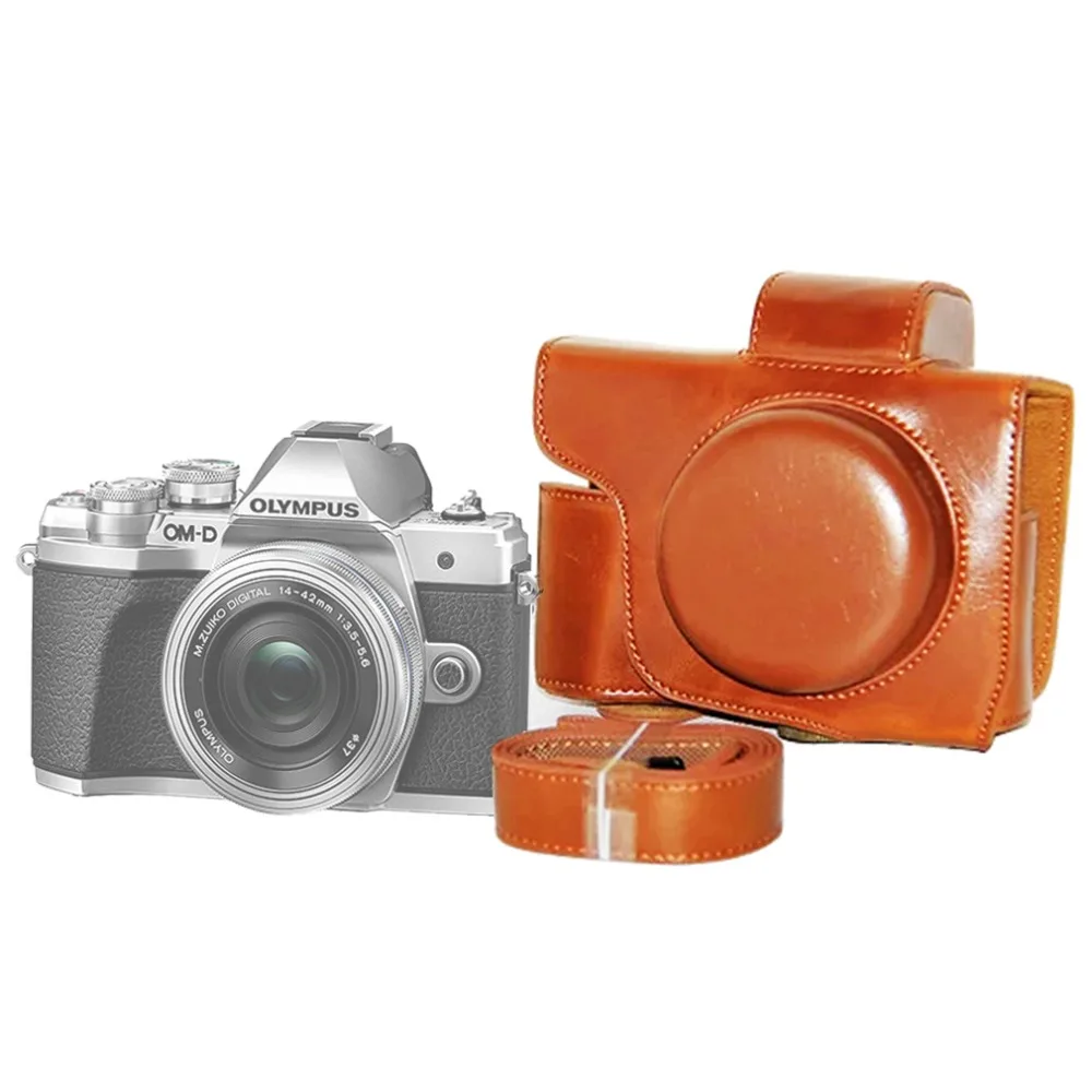 Из искусственной кожи чехол Защитный Половина тела крышка база для Olympus OMD EM10 II III E-M10 Mark II III EM10 MK2 MK3 с объективом 14-42 мм