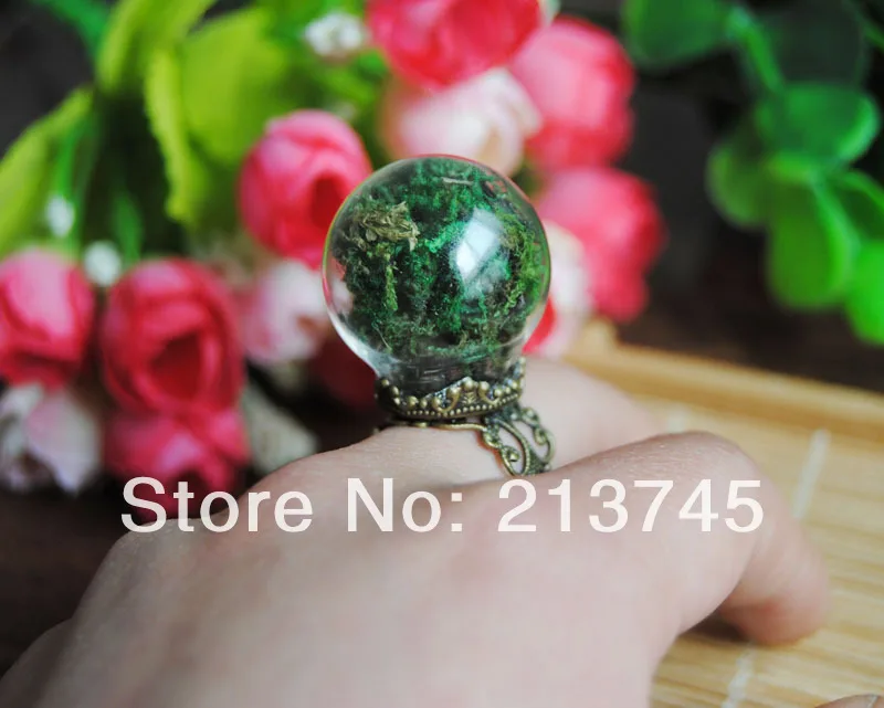 

Free shipping!!! Fashion Top Hot 25*15mm glass globe &crown Ring set glass bubble Glass Cover Vial Pendant Glass Bottle