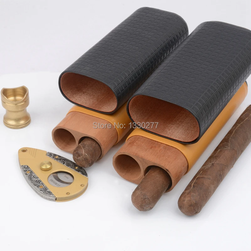 Пакет скидка путешествие на выходные держатель для сигары Cohiba Cedar Wood 2 трубки держатель для сигары Fit 54 кольца+ 63 кольца сигары