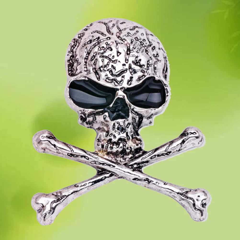 Череп кости Брошь булавка готический панк Стильный Скелет нагрудник для