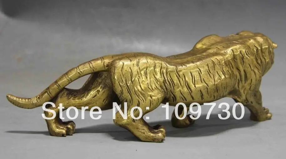WBY 001060 Китайский Фэншуй Медь латунь Животных Зодиак Год Лаки Тигр Статуя (0319