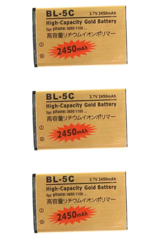 Seasonye 3 шт./лот 2450 мАч BL 5C BL5C Золотой Сменный аккумулятор для Nokia 2710 2730c 3100 3105 3109C 3110C