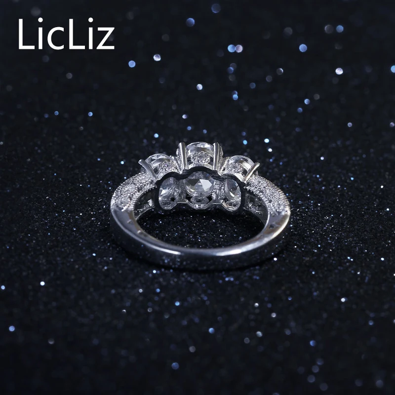 LicLiz 925 Sterling Silver Zircon Big Oval Stone Ring Women Micro Pave Cubic Eternity Rings Bang CZ Cocktail LR0489 | Украшения и