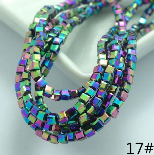 44 Multicolored 200 шт кубические квадратные Хрустальные стеклянные бусины 2 мм DIY браслет серьги для изготовления ювелирных изделий - Цвет: 44 Multicolored