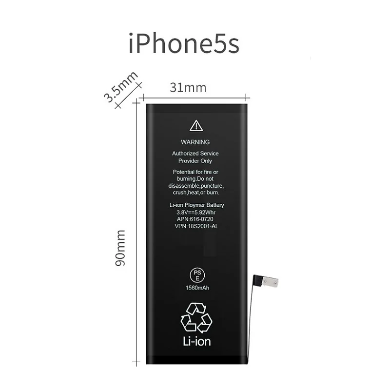 3 7 V 1560mah Сменный аккумулятор для Apple iphone 5S|Цифровые аккумуляторы| |