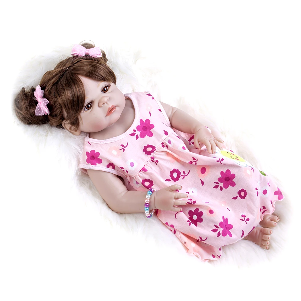 55 см полное Силиконовое боди Reborn Baby Doll игрушка как настоящая 22 дюймов