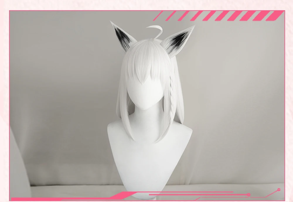 AniHut Youtuber holove Shirakami Fubuki белый прямой Cos парик термостойкие синтетические Косплей волосы Vtuber лиса косплей парик