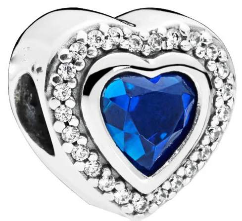 8-Blue Love Heart Подходят к оригинальному браслету Pandora, серебряные бусины, рождественские и любовные ажурные подвески для женщин, сделай сам, изготовление ювелирных изделий - Окраска металла: 8-Blue Love Heart