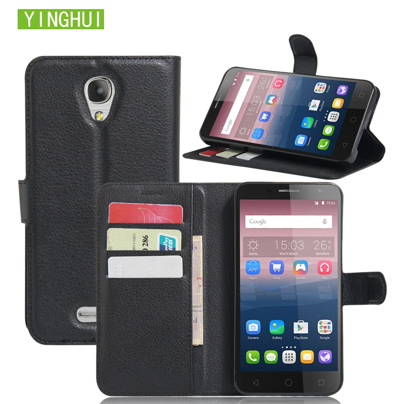 Кожаный чехол для телефона винтажный Чехол кошелек Alcatel POP 4 5051D защитный книжка