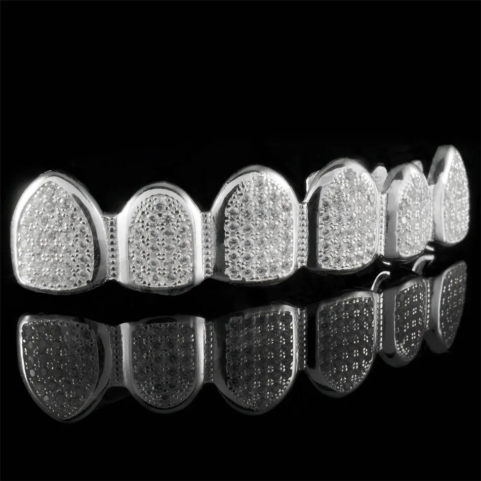 UWIN пользовательский Fit серебряный золотой цвет все Iced Out Роскошный AAA циркон горный хрусталь Топ и низ Золотые декоративные Зубные коронки набор хип-хоп ЗУБЫ подарок