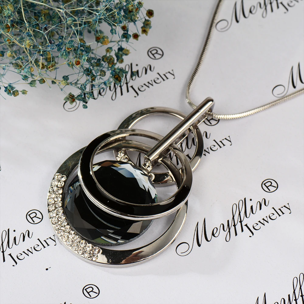 Женское колье Meyfflin длинное ожерелье и подвески для женщин круглое массивное