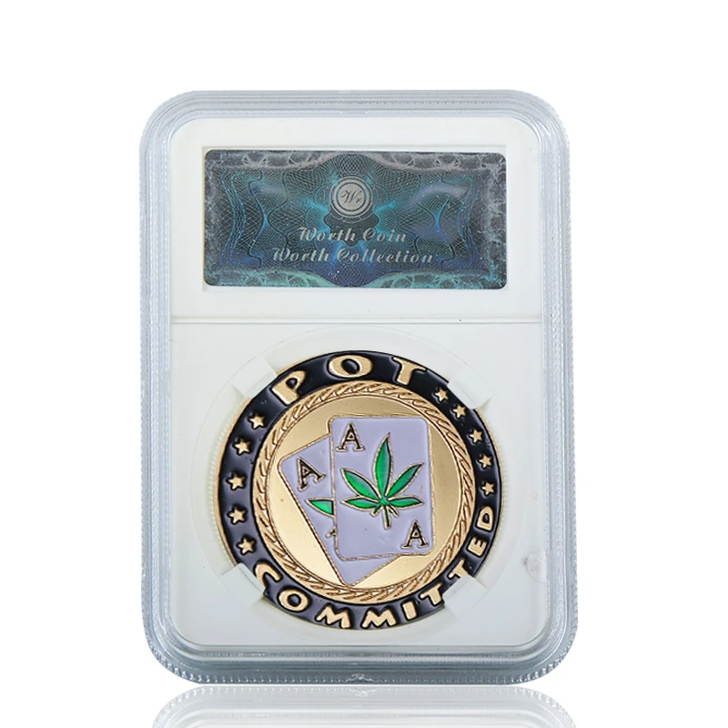 coin5 with case WR казино Las Vegas Poker Chips золотые коллекционные монеты с монетницей наградная монета сувениры Оригинальные подарки дропшиппинг - Цвет: coin5 with case