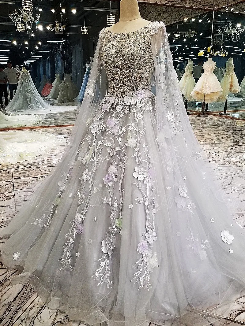 CloverBridal зимний романтический свадебный букет серые Выпускные платья Замочная скважина сзади со съемным 3 м шаль на плечи пряжа
