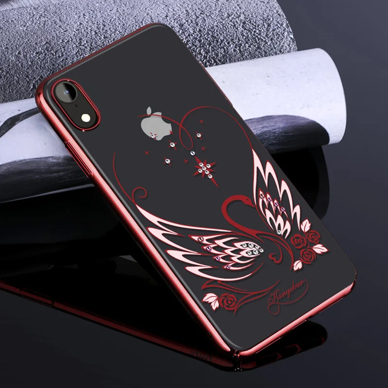 KINGXBAR Cartoon Bling diamond Cover for iPhone X Xs XR XS Max Swan Pattern Authorized Swarovski Plastic Case Capa |