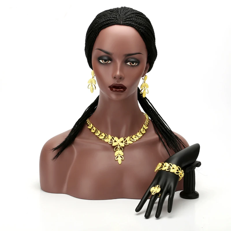 24k Эфиопский/Эритрея/Habesha листья удлиненные чокеры арабского золота Цвет сережки