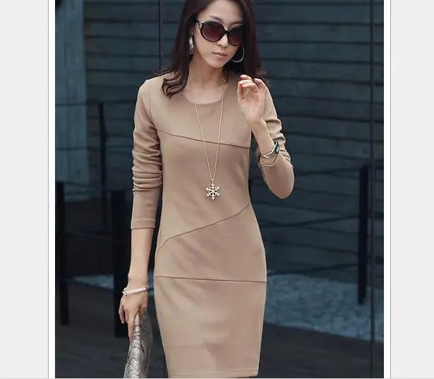 Cheap Sale 2014 NEW Middle-aged ladies Winter Fashion Mother-sleeved dress Slim package hip wild Dress #01501 | Женская одежда