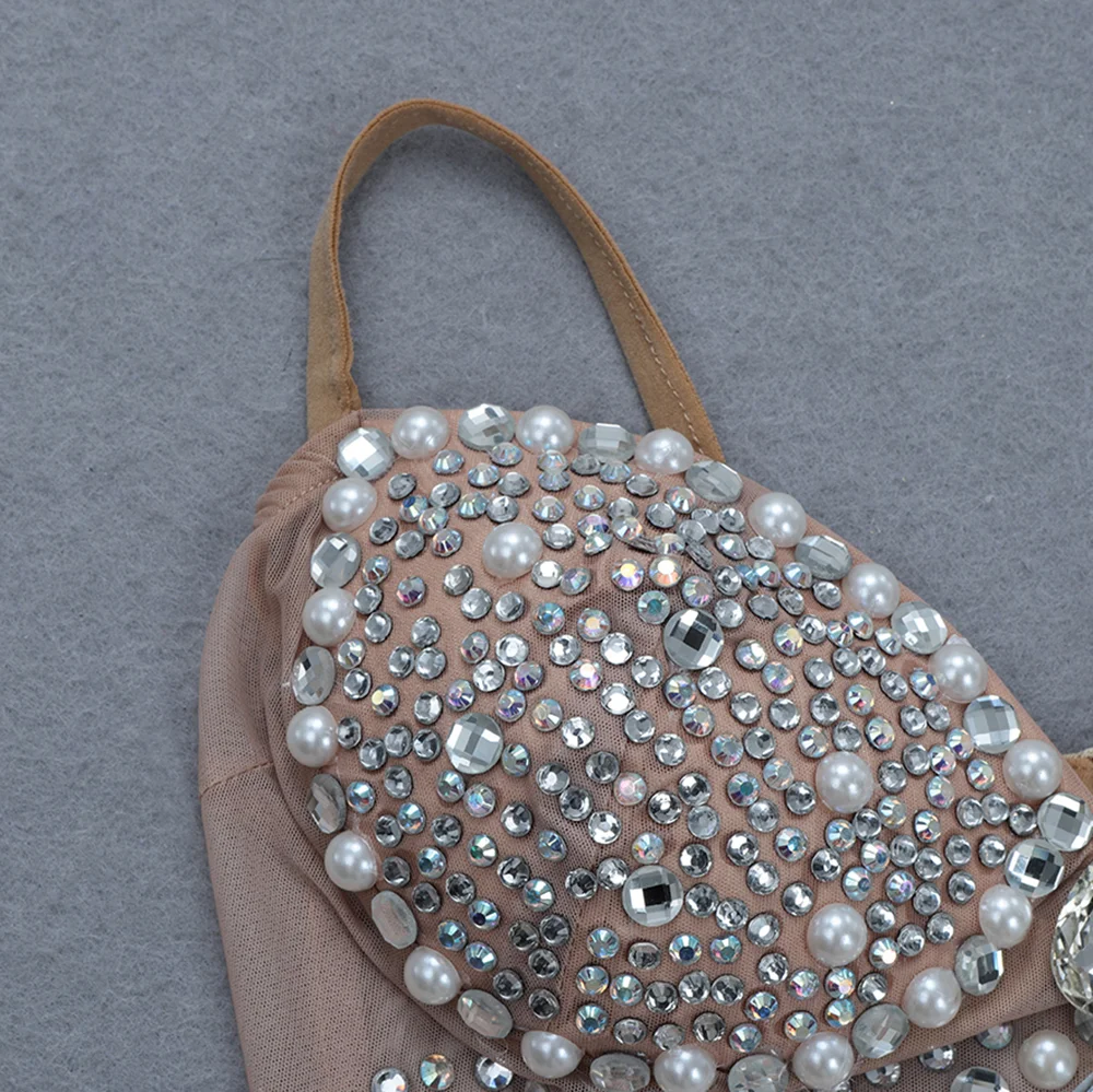 High Quality Women Bodysuit Sexy Slip V-Neck Diamonds Night Club Bodysuit