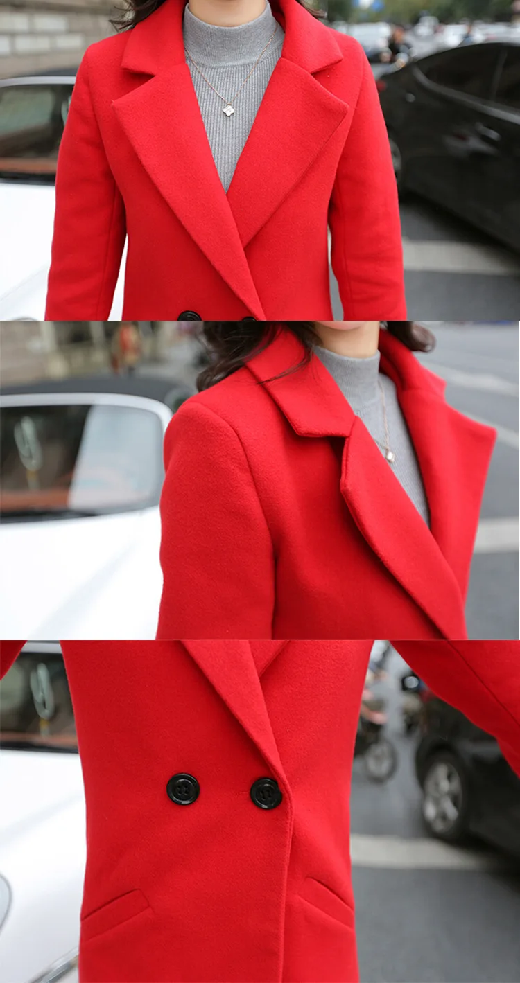 Женское кашемировое пальто 2016 Осень Зима негабаритное классическое длинное