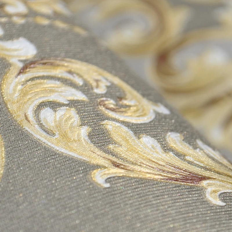 Grey Gold Textured Damask Luxury Wallpaper For Living Room Vinyl European Damascus Wall Paper Bedroom Walls Home Decor |
