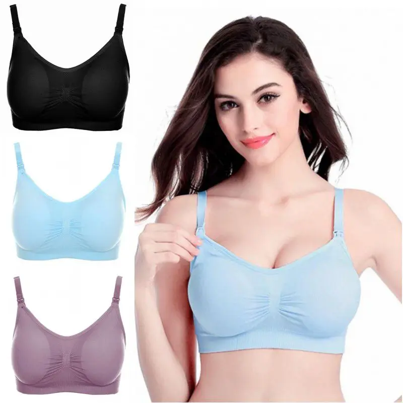 

Women No Rims Feeding Nursing Maternity Bra Seamless Gather Front Buckle Padded Brassiere Bras Wirefree Pregnant Breastfeeding