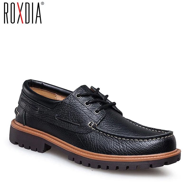 

ROXDIA brand genuine leather men casual shoes waterproof loafers dress shoes work flat male driver shoe plus size 39-47 RXM059
