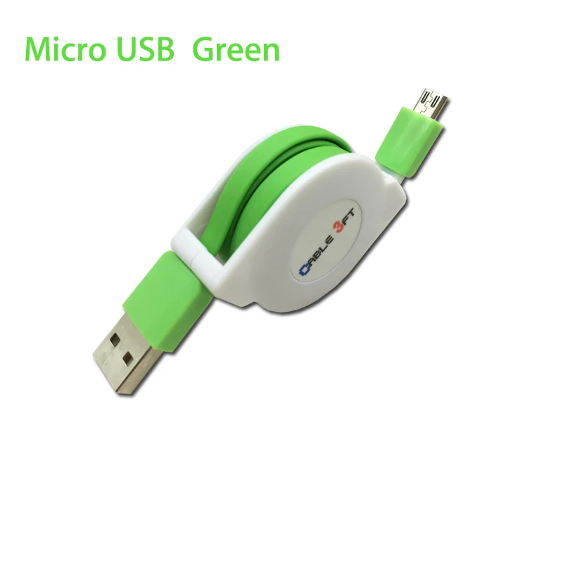 Green Micro usb 2 м 3 м Micro USB Выдвижной кабель для samsung Galaxy A3 A5 A6 J3 J5 J7 huawei Y6 Y9 Nova 3i p смарт-кабель для мобильного телефона - Цвет: Green Micro usb