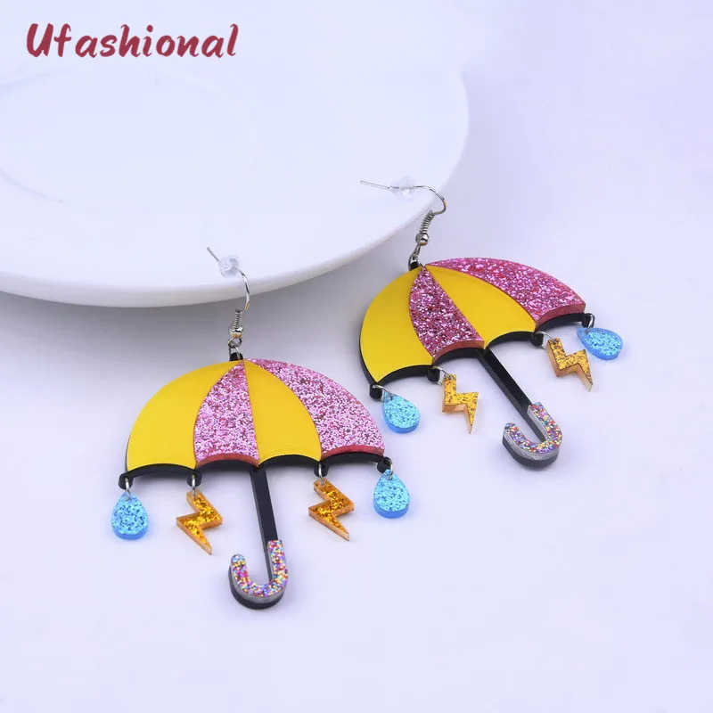 Ufashion aretes de mujer зонтик акриловые длинные висячие серьги в стиле панк для женщин ювелирные украшения массивные аксессуары