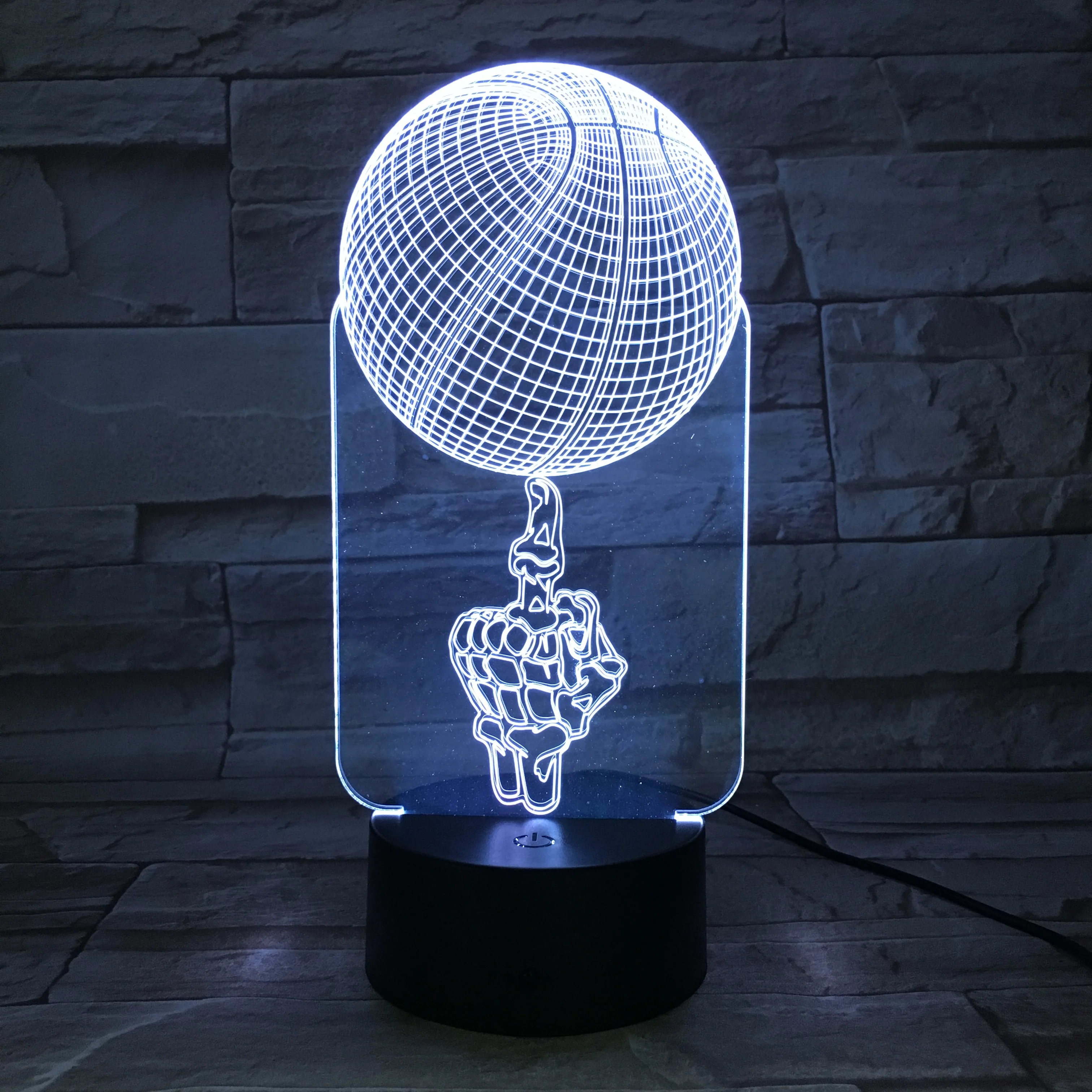 Светодиодный ночник для баскетбола спортивный 3D светильник со средним пальцем USB