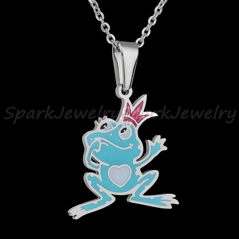 Милое ожерелье лягушка из нержавеющей стали с накидкой забавное подвеской в виде