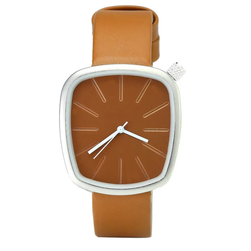 BGG Простой Квадратной Формы Женщины Наручные Часы Мужчины Кожаный Ремешок