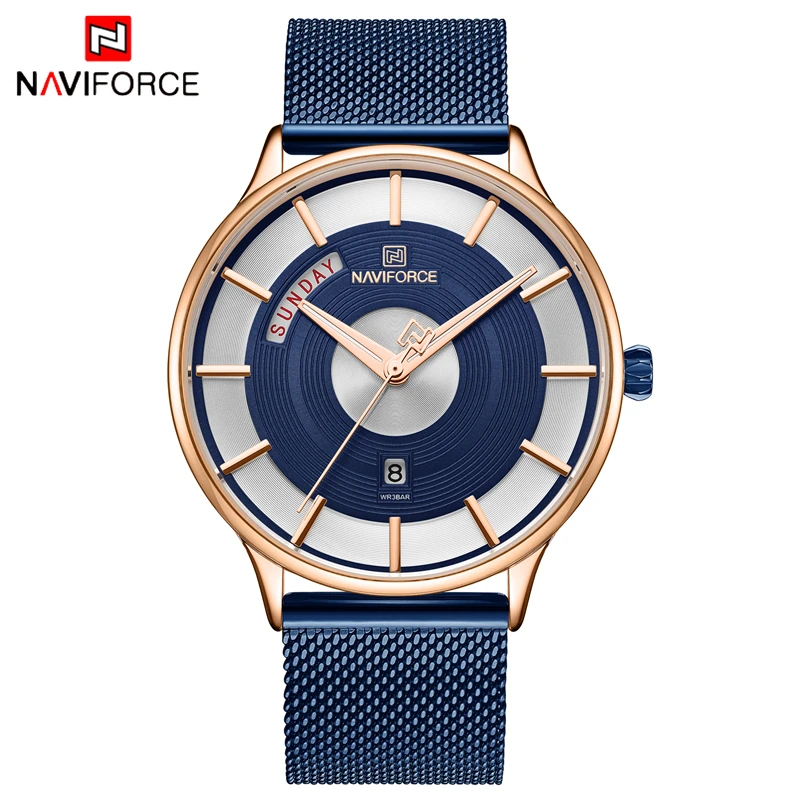 NAVIFORCE Топ люксовый бренд часы мужские модные стальные сетчатые Кварцевые спортивные часы мужские повседневные деловые наручные часы Relogio Masculino